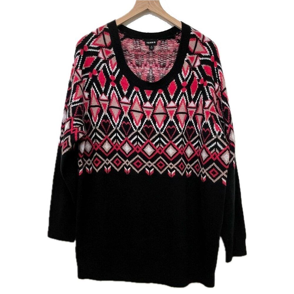 Torrid Black & Pink Knit Sweater - Size 2X
